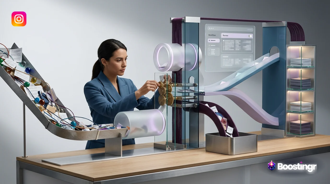 A brand manager reviewing a dashboard showing AI-powered comment moderation workflows and analytics.