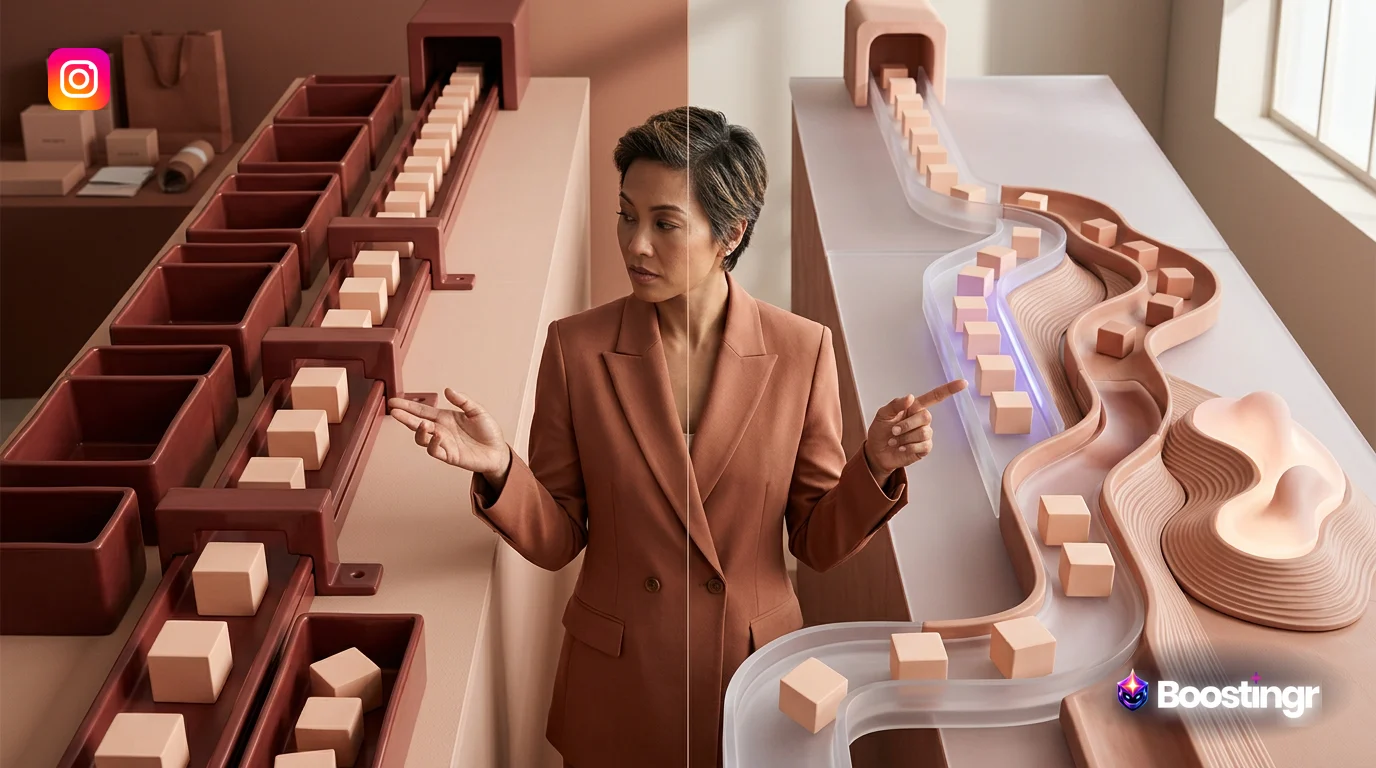 A brand manager looking at a dashboard showing Instagram comments being automatically sorted into categories like sales leads, support issues, and spam.