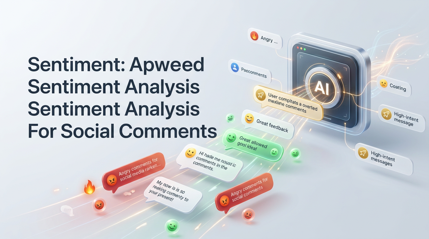 An abstract visualization of different colored data points representing positive, negative, and neutral sentiment being analyzed by an AI core.